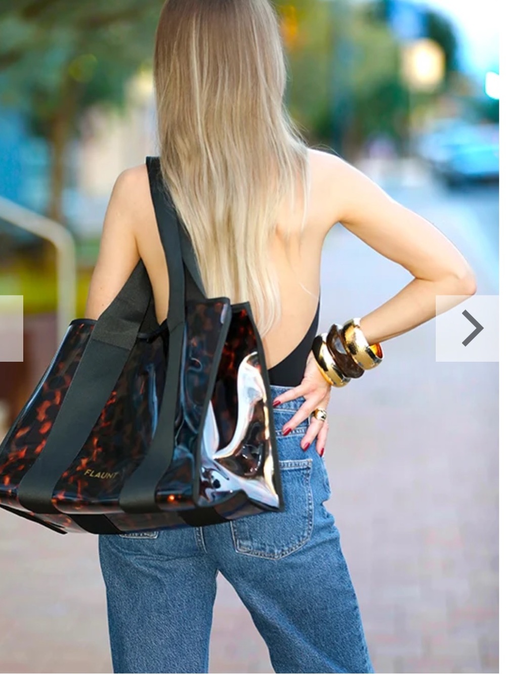 NWT Flaunt Tortoiseshell Clear Tote in Amber Brown - Picture 13 of 16